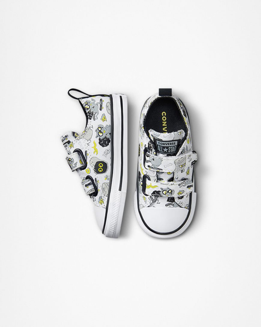 Tenisi Baieti Converse Chuck Taylor All Star Easy-On Raccoons Albi Negrii Gri | RO QLDIZ485